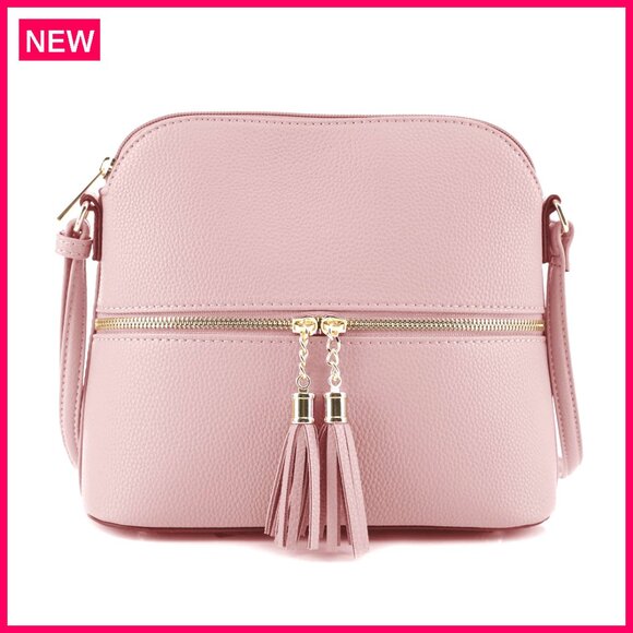 Medium Dome Crossbody Bag with Adjustable Strap and Zipper Pockets